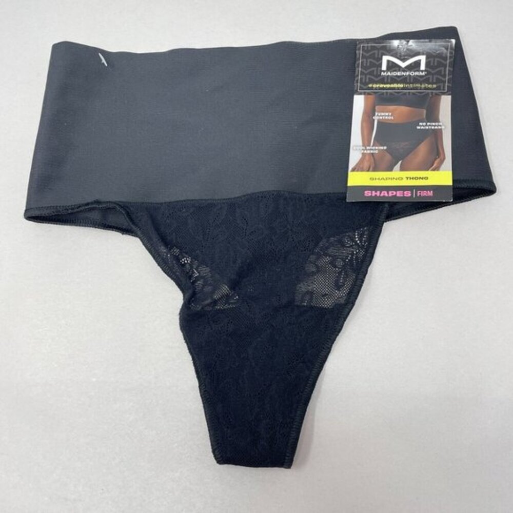 Maidenform Shaping Thong‎ Firm Womens Size Small Black Lave